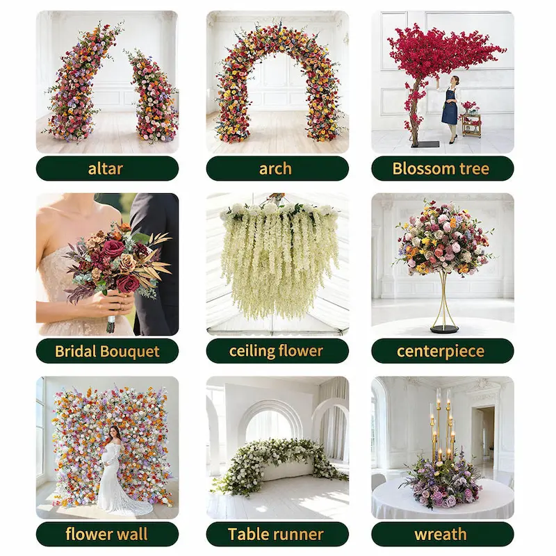 Sakura Artificial Flower Wall – Pink Wedding Backdrop Decor（Romantic Pink Floral Wall for Weddings & Proposals）