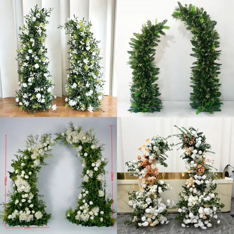 Red White Crescent Flower Arch – Moon Gate Wedding Arch