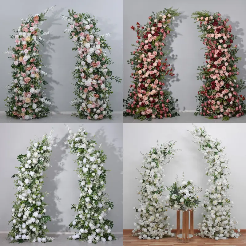 Red White Crescent Flower Arch – Moon Gate Wedding Arch