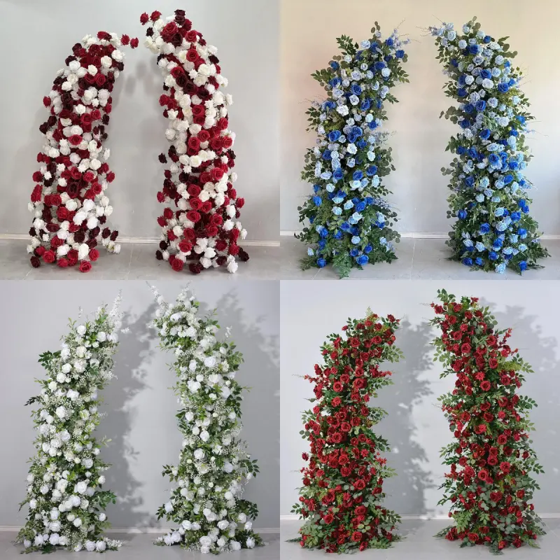 Red White Crescent Flower Arch – Moon Gate Wedding Arch