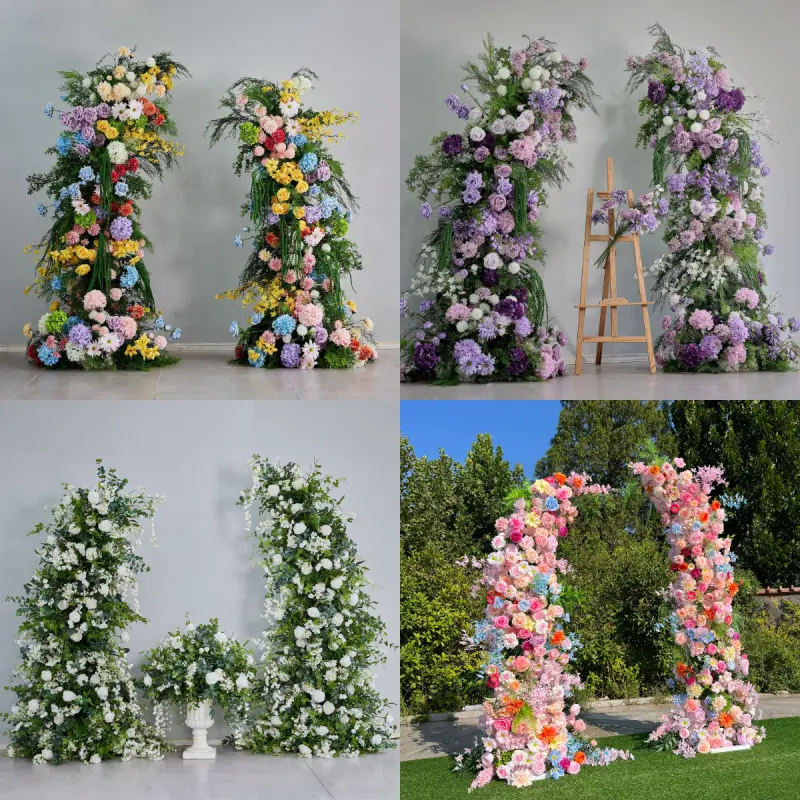 Red White Crescent Flower Arch – Moon Gate Wedding Arch