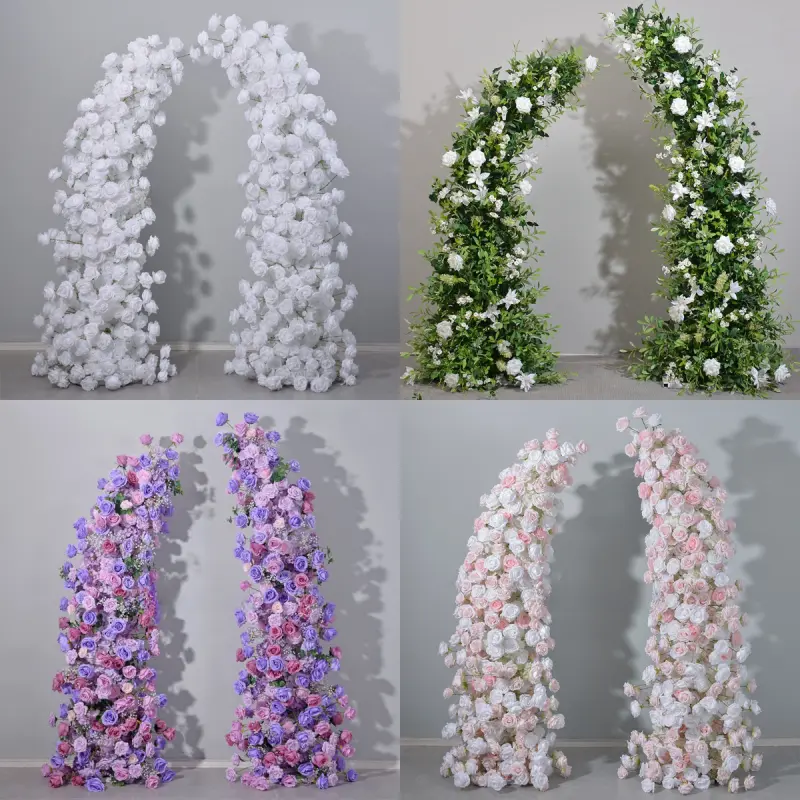 Red White Crescent Flower Arch – Moon Gate Wedding Arch