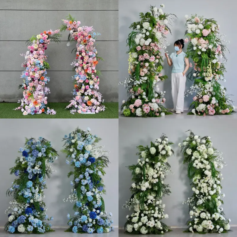 Red White Crescent Flower Arch – Moon Gate Wedding Arch