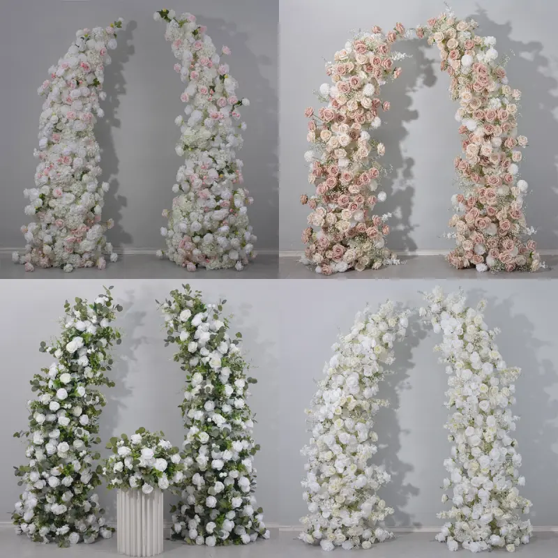Red White Crescent Flower Arch – Moon Gate Wedding Arch