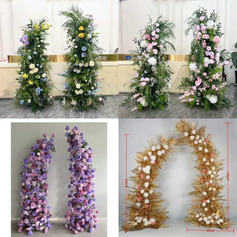 Red White Crescent Flower Arch – Moon Gate Wedding Arch
