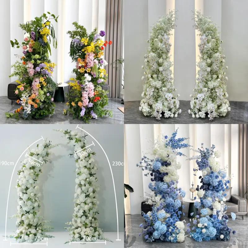 Red White Crescent Flower Arch – Moon Gate Wedding Arch
