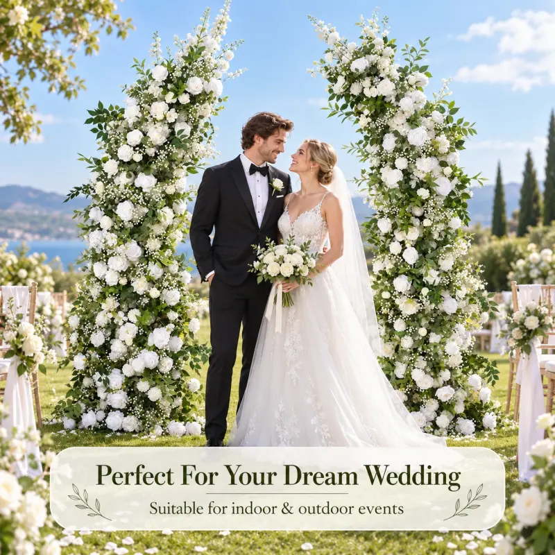 White Crescent Flower Arch – Moon Gate Wedding Arch