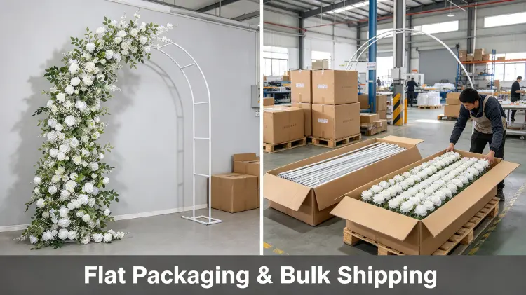 White Crescent Arch Flat Packaging Carton Curved Frame Protection and Bulk Shipping