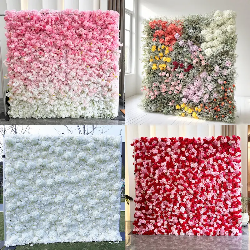 Wedding Flower Wall Backdrop – Artificial Silk Flower Wall Decor