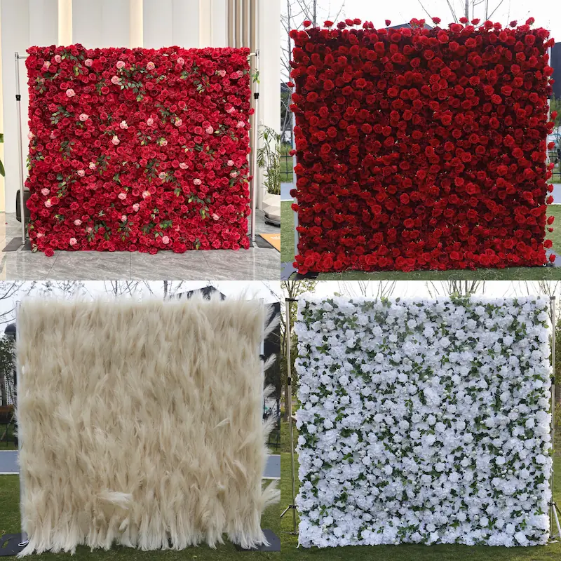 Sakura Artificial Flower Wall – Pink Wedding Backdrop Decor（Romantic Pink Floral Wall for Weddings & Proposals）