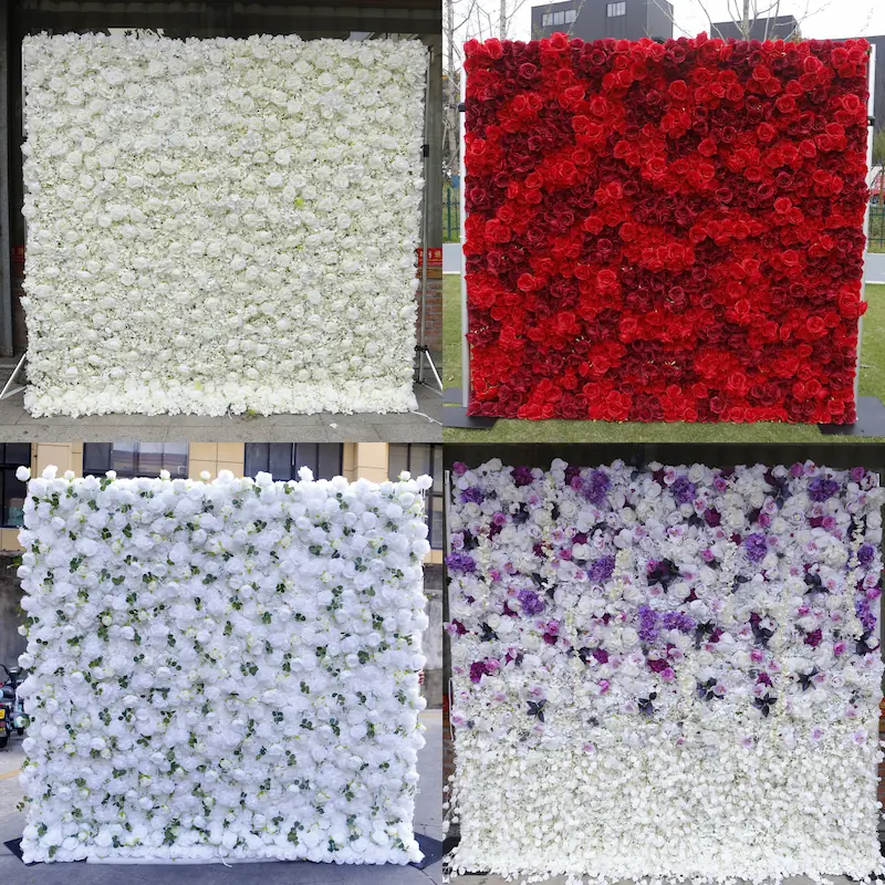 Sakura Artificial Flower Wall – Pink Wedding Backdrop Decor（Romantic Pink Floral Wall for Weddings & Proposals）