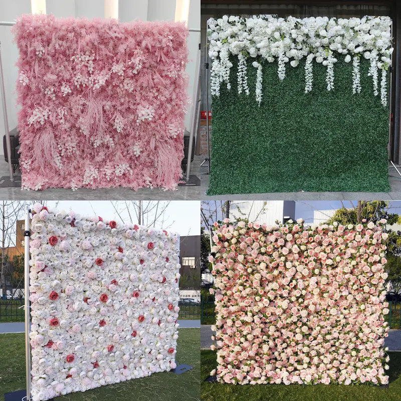 Sakura Artificial Flower Wall – Pink Wedding Backdrop Decor（Romantic Pink Floral Wall for Weddings & Proposals）