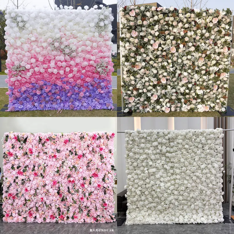 Sakura Artificial Flower Wall – Pink Wedding Backdrop Decor（Romantic Pink Floral Wall for Weddings & Proposals）