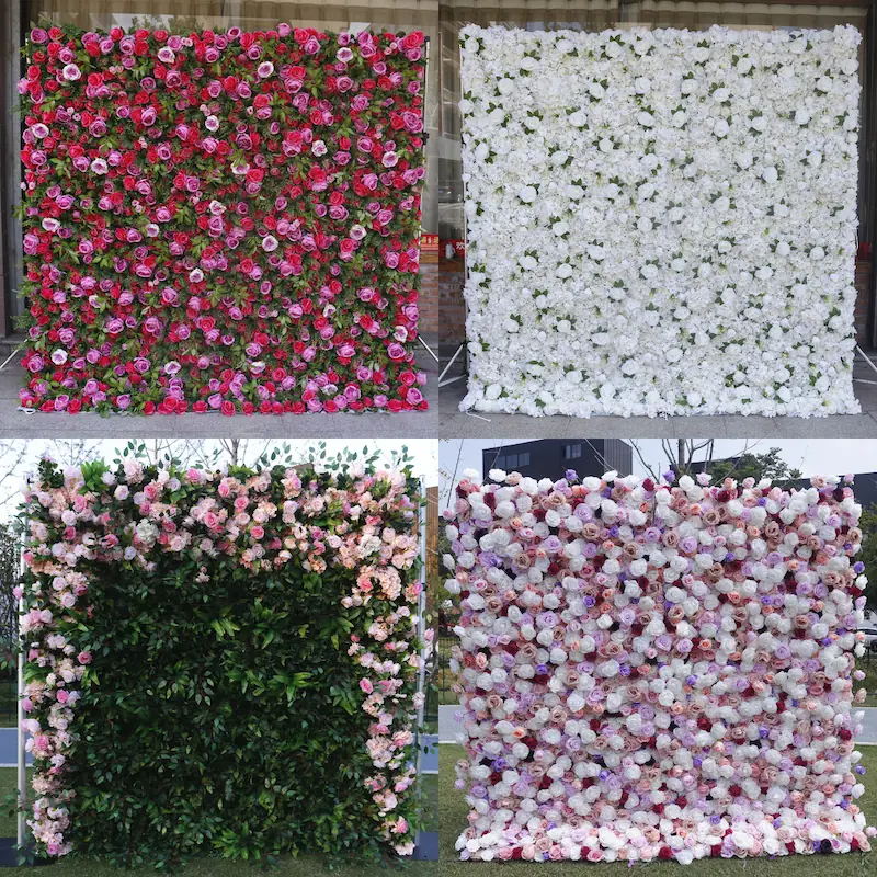 Sakura Artificial Flower Wall – Pink Wedding Backdrop Decor（Romantic Pink Floral Wall for Weddings & Proposals）