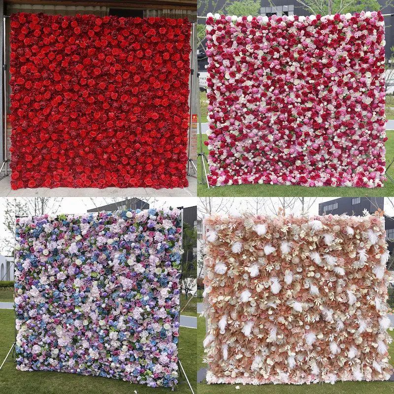 Sakura Artificial Flower Wall – Pink Wedding Backdrop Decor（Romantic Pink Floral Wall for Weddings & Proposals）