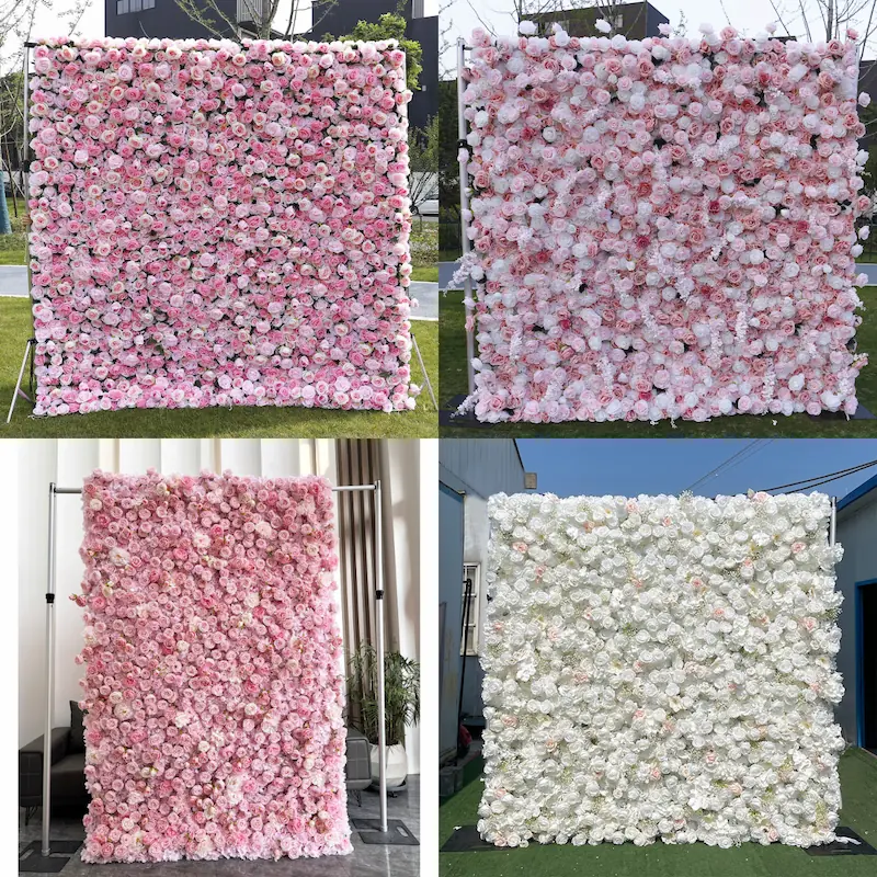 Sakura Artificial Flower Wall – Pink Wedding Backdrop Decor（Romantic Pink Floral Wall for Weddings & Proposals）