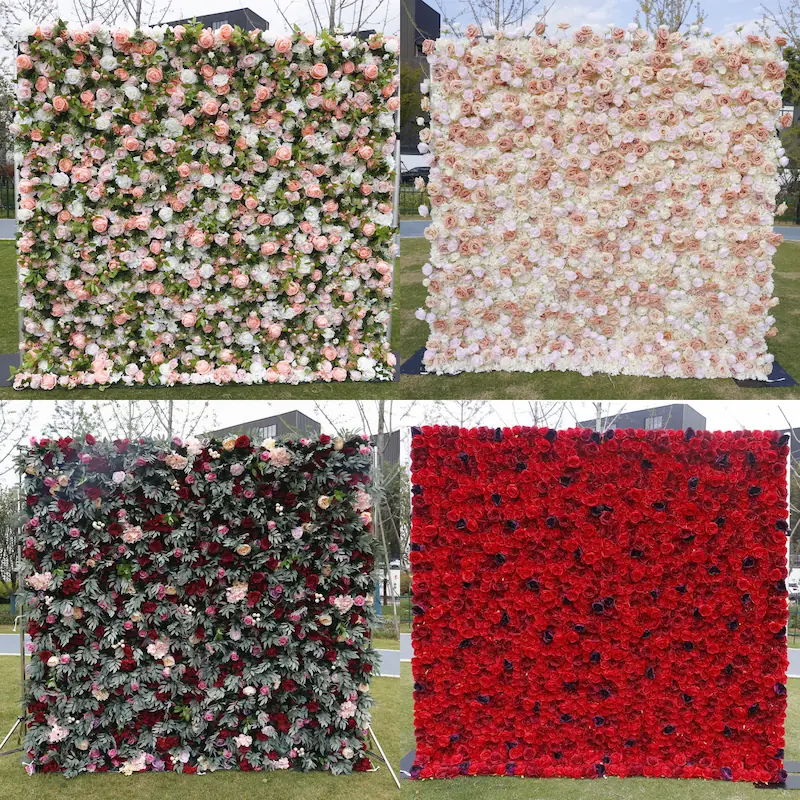 Sakura Artificial Flower Wall – Pink Wedding Backdrop Decor（Romantic Pink Floral Wall for Weddings & Proposals）