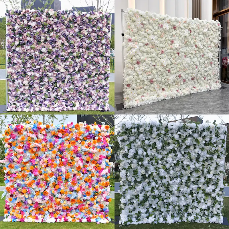 Sakura Artificial Flower Wall – Pink Wedding Backdrop Decor（Romantic Pink Floral Wall for Weddings & Proposals）