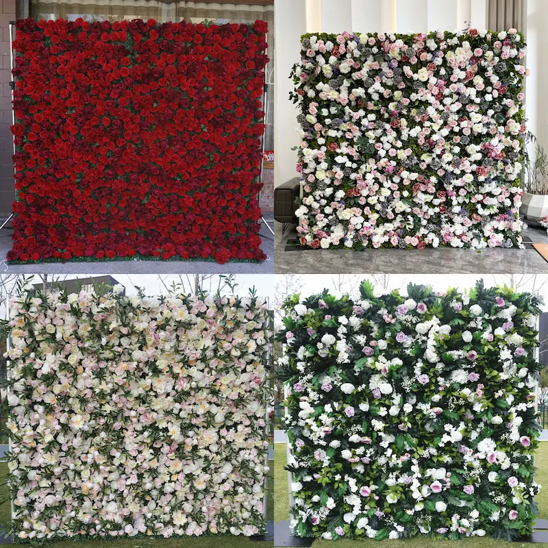 Sakura Artificial Flower Wall – Pink Wedding Backdrop Decor（Romantic Pink Floral Wall for Weddings & Proposals）