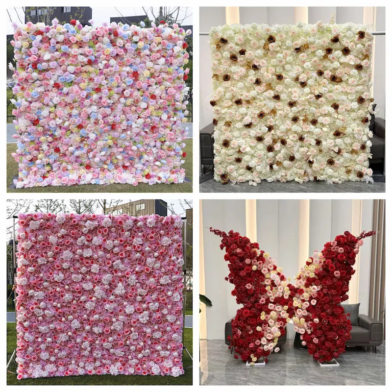 Sakura Artificial Flower Wall – Pink Wedding Backdrop Decor（Romantic Pink Floral Wall for Weddings & Proposals）