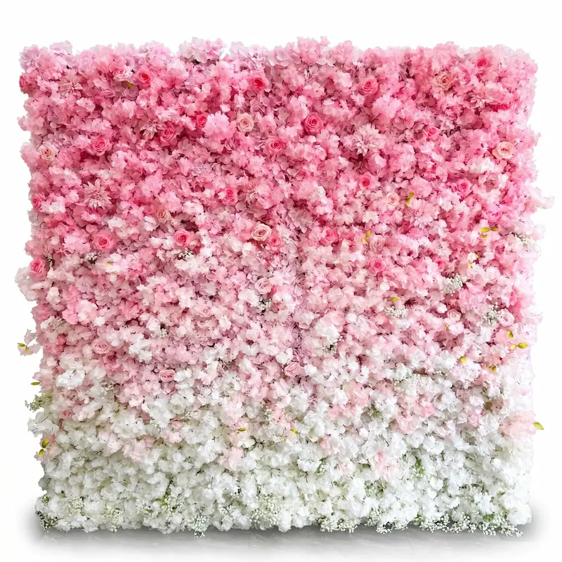 8x8ft Artificial Flower Wall Backdrop – Wholesale Roll Up Wedding Background