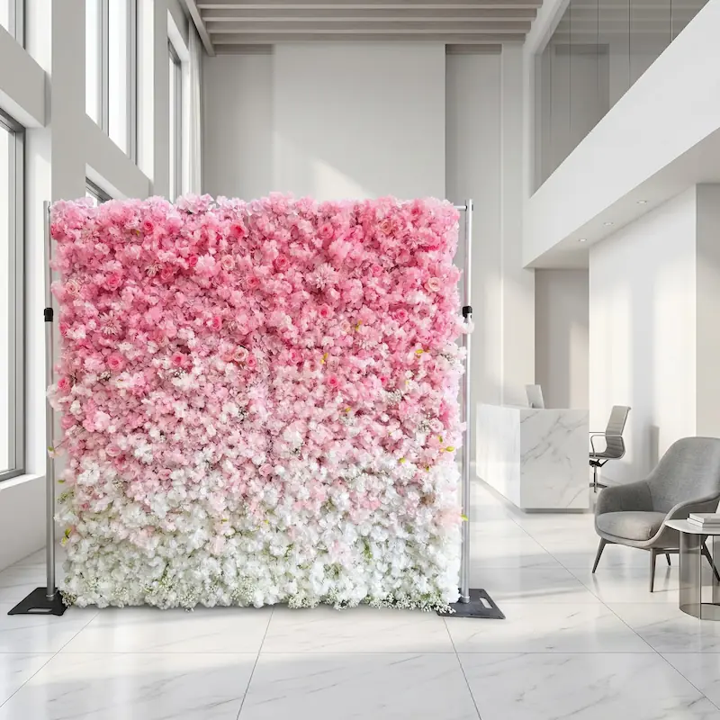 8x8ft Artificial Flower Wall Backdrop – Wholesale Roll Up Wedding Background