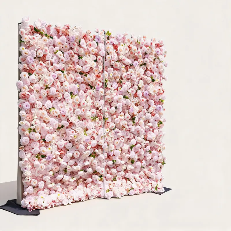 Pink Artificial Flower Wall – 8x8ft Wedding Backdrop