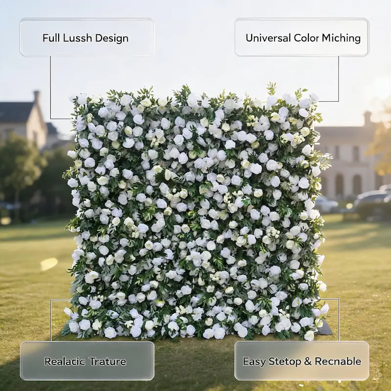 Roll Up Flower Wall Backdrop – 8x8ft with Zipper Portable Design