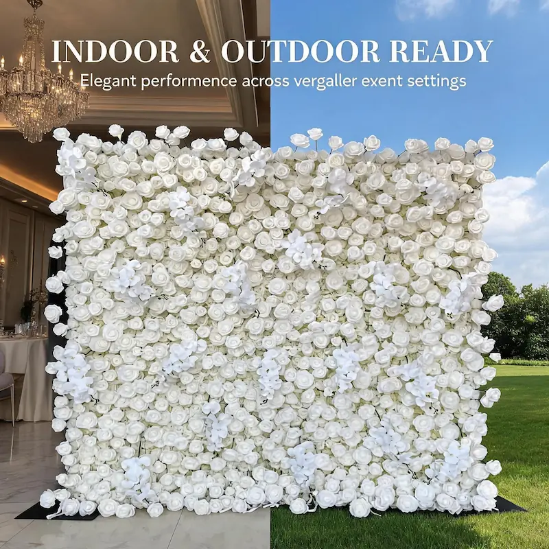 Wedding Flower Wall Backdrop – Artificial Silk Flower Wall Decor