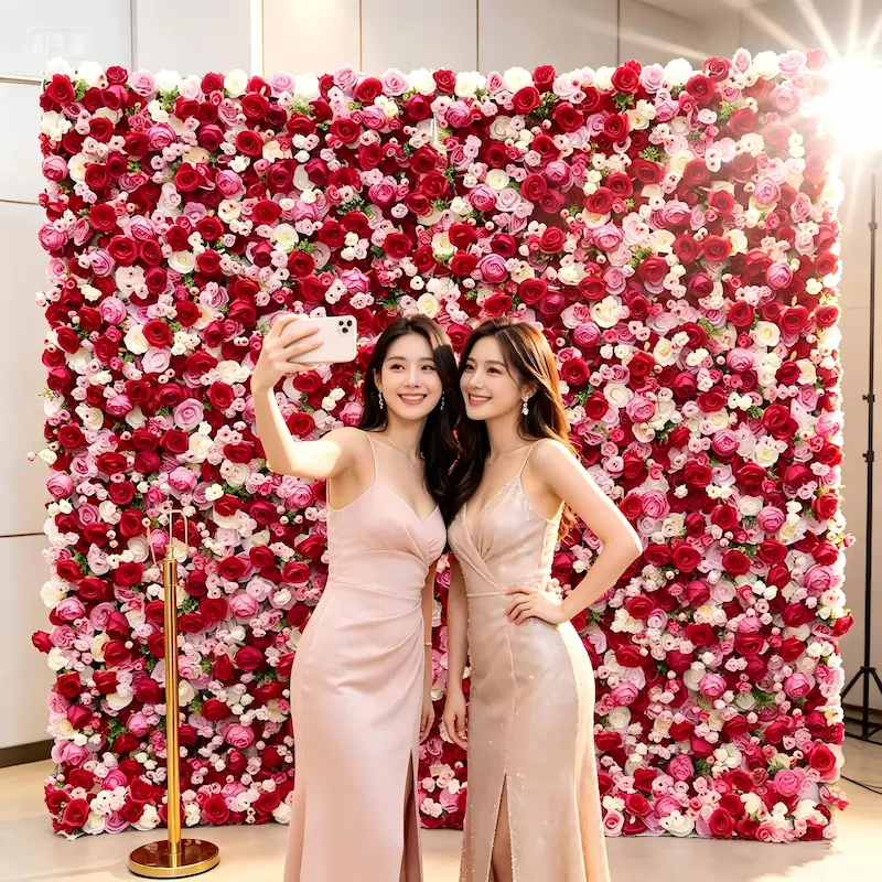 Flower Wall Backdrop – Wedding Party Photography Background（Factory Direct·Custom Sizes & Colors）