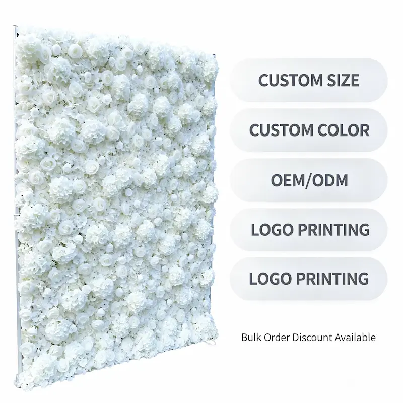 White Floral Backdrop – Artificial Flower Wall Photography Background（Studio Essential·Bulk Supply Available）