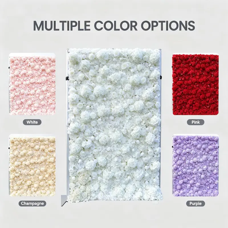 White Floral Backdrop – Artificial Flower Wall Photography Background（Studio Essential·Bulk Supply Available）