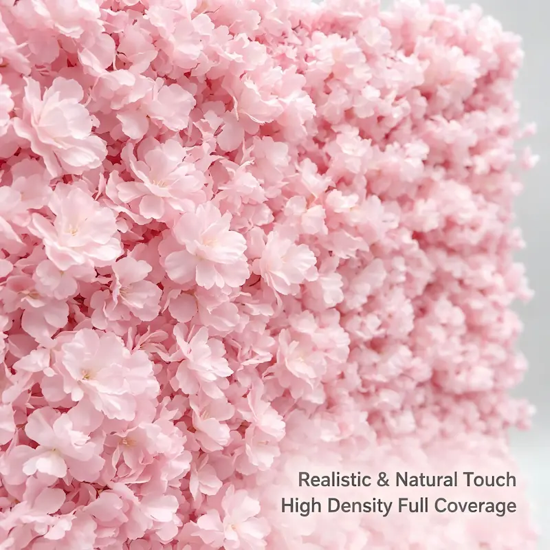 Sakura Artificial Flower Wall – Pink Wedding Backdrop Decor（Romantic Pink Floral Wall for Weddings & Proposals）