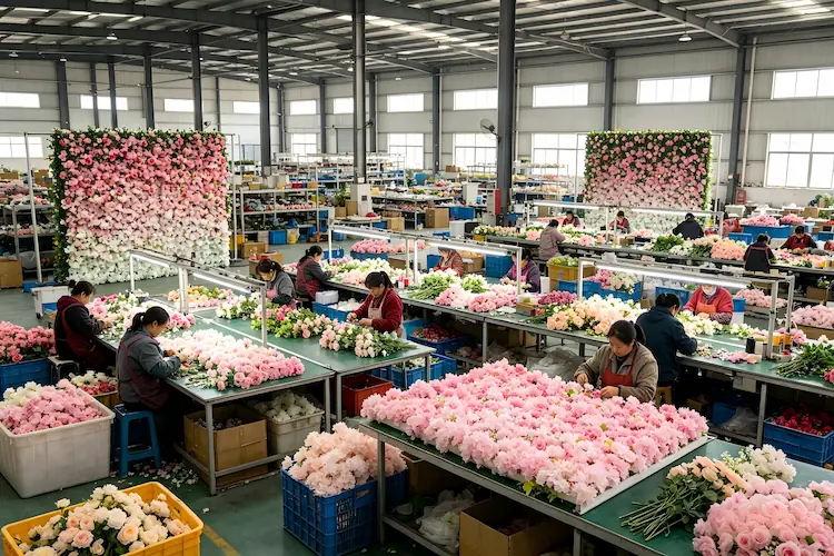 8x8ft flower wall backdrop factory production line