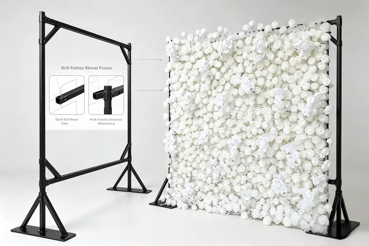 flower wall backdrop with stand installation details complete set