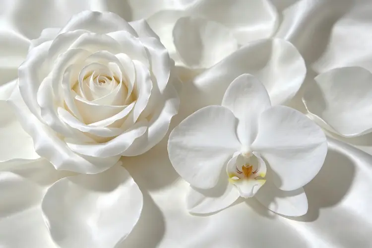 white flower wall texture close up silk petals