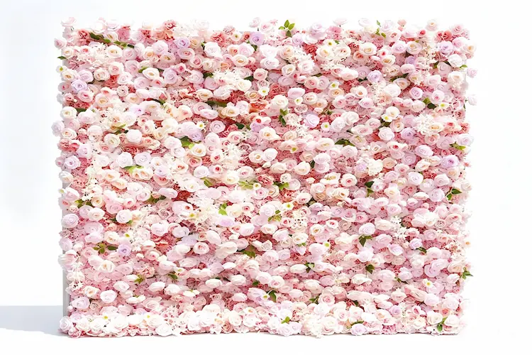 8x8ft pink artificial flower wall front view high density