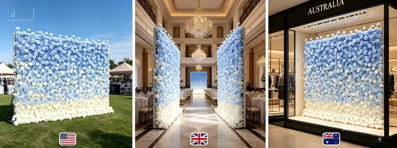 international event cases using XIBO rose wall backdrops