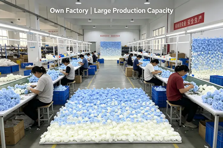 rose wall backdrop factory production line