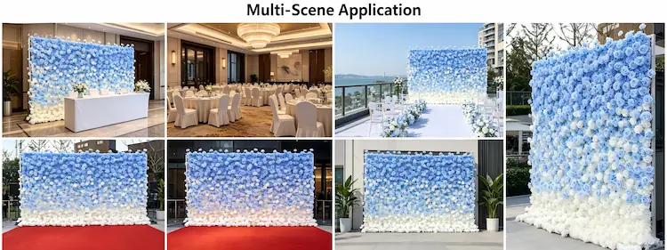 rose wall backdrop multiple scenes wedding proposal banquet brand