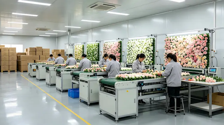 roll up flower wall factory production line