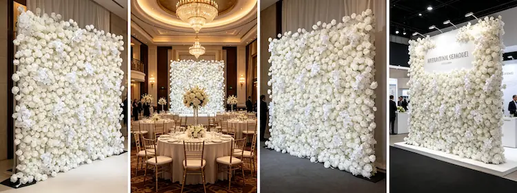 international event cases using XIBO silk flower wall backdrops