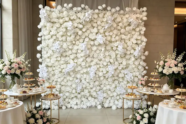 silk flower wall backdrop bridal shower elegant party