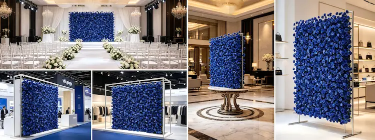 international event cases using XIBO silk flower wall panels