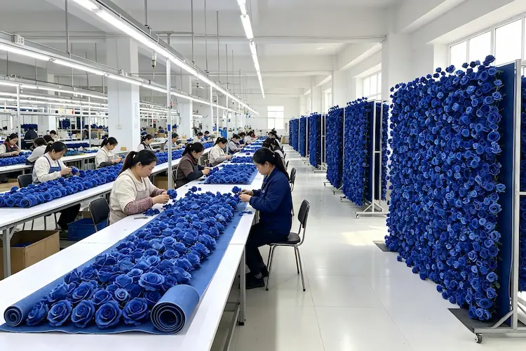 silk flower wall panels factory production line