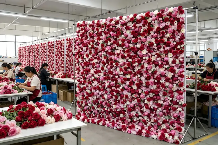 flower wall backdrop factory production line