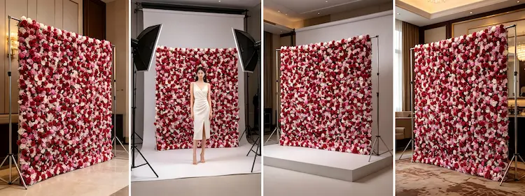 custom flower wall backdrop multiple scenes wedding studio brand banquet