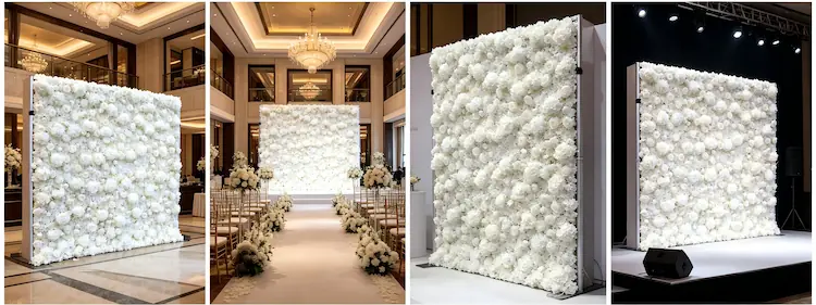 international event cases using XIBO white floral backdrops