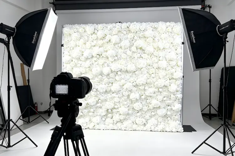 white floral backdrop photography studio professional background