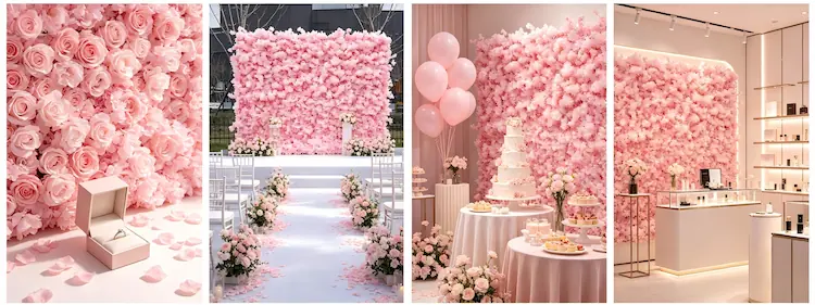 sakura pink flower wall multiple scenes proposal wedding bridal brand